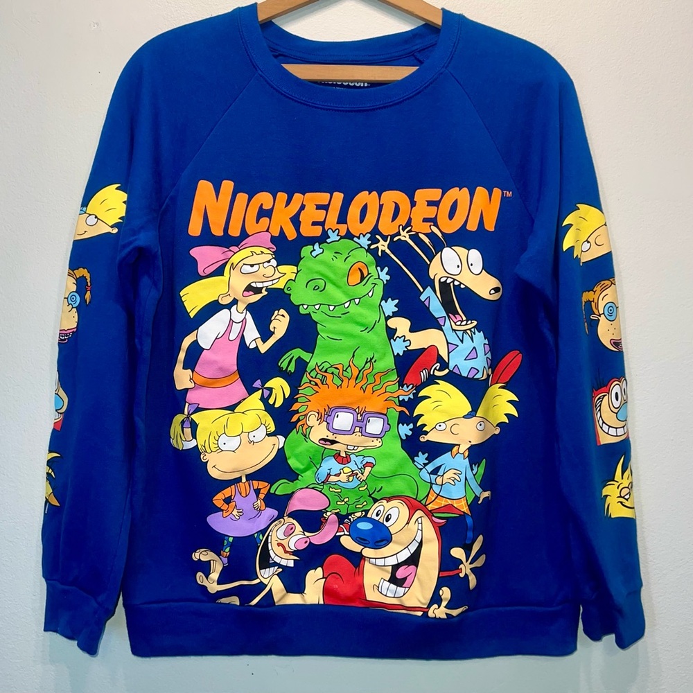 Nickelodeon Sweatshirt Boys Medium 7-9 Long Sleeve Rugrats Ren Stimpy